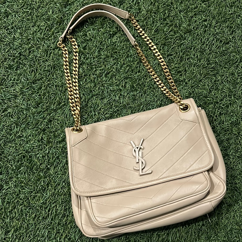 NIKI MEDIUM CHAIN BAG IN CRINKLED VINTAGE LEATHER
